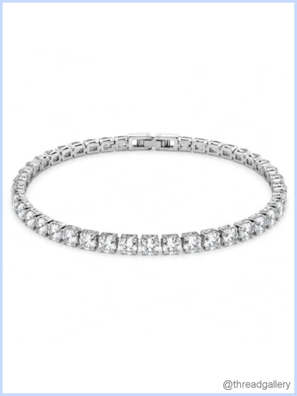 Tennis Bracelet Stainless Steel 4mm AAAAA Cubic Zirconia Fold Over Clasp